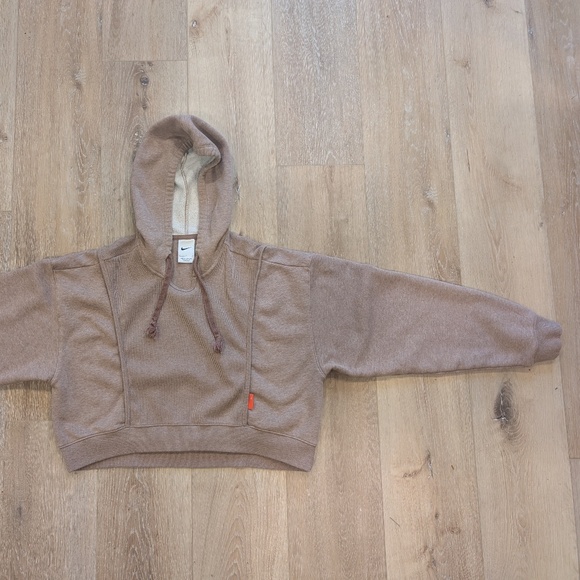 Nike Cropped Hoodie Women's Small Heather Brown Fleece Training Pullover - Picture 2 of 11